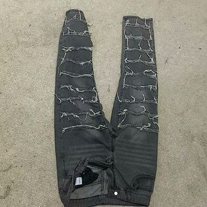 denim stacked jeans in the picture shows less of the stack